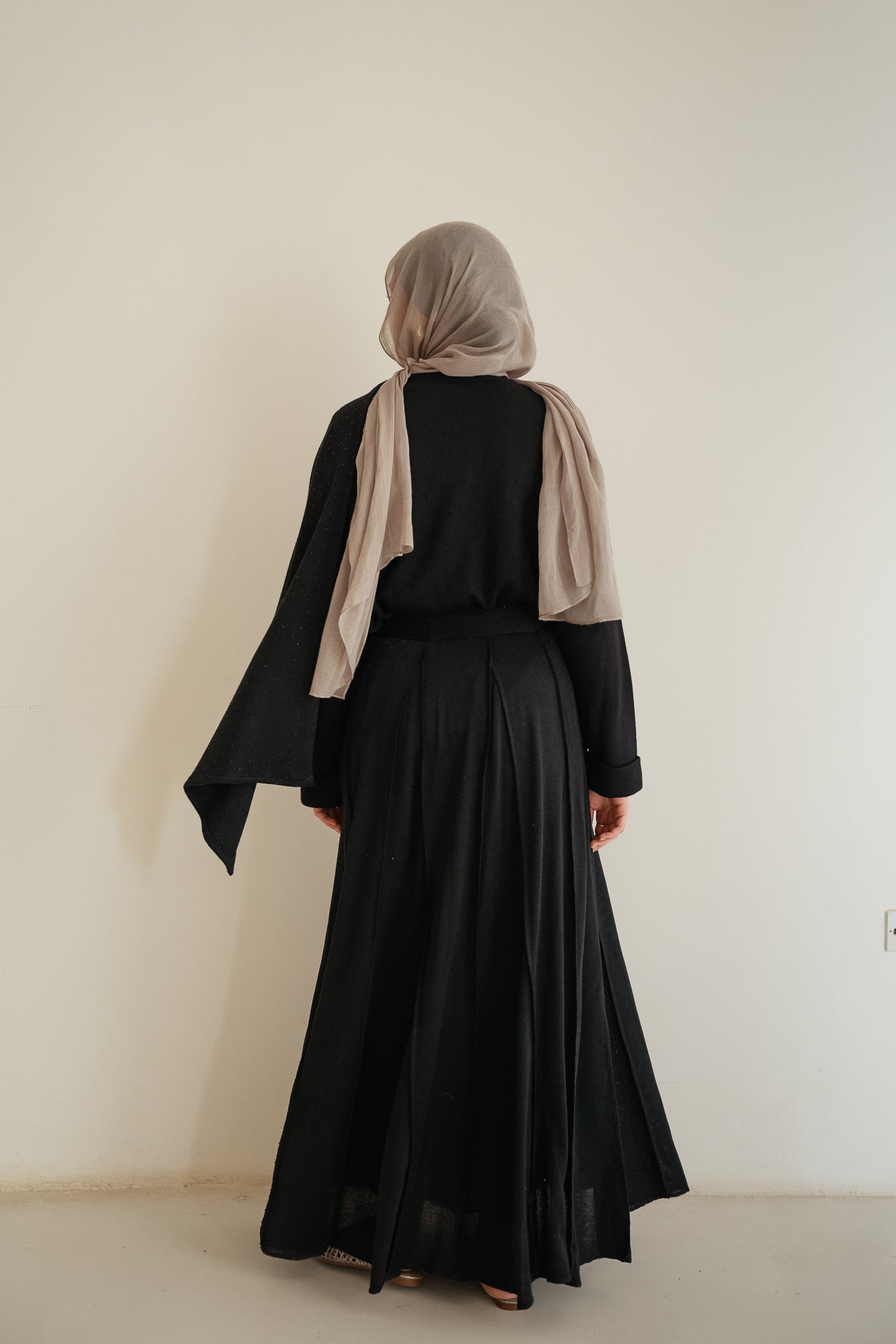 Stitched Knit Skirt-Black