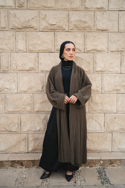 Draped pleated Cardigan -Olive
