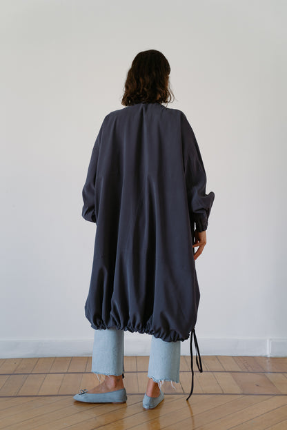 Drawstring Balloon Jacket-Smoke Grey