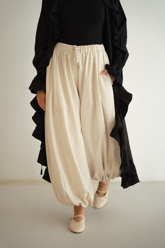 Linen balloon pants-beige