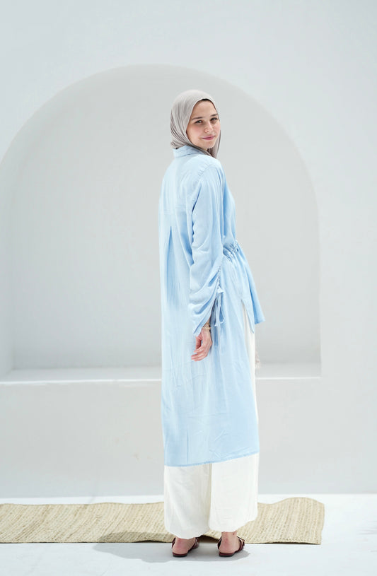 Gather shirt- Sky blue