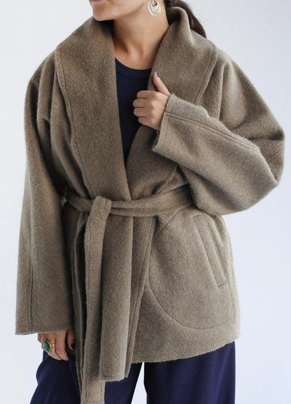 Wool Collar Jacket-Olive