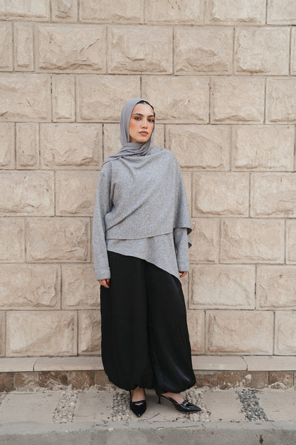 Studded Shawl Top-Grey