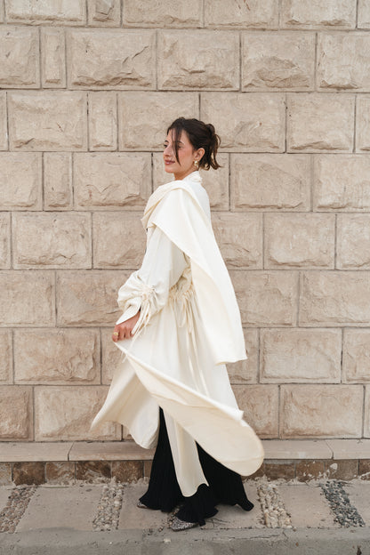 Draped Tie Cardigan-Off white