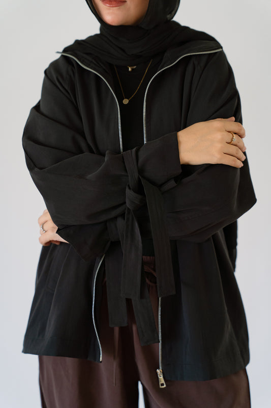 Minimal zip jacket-Black