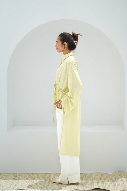 Gather Shirt-Pale lime