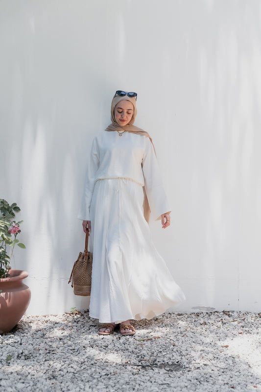 Seamline skirt set( white)