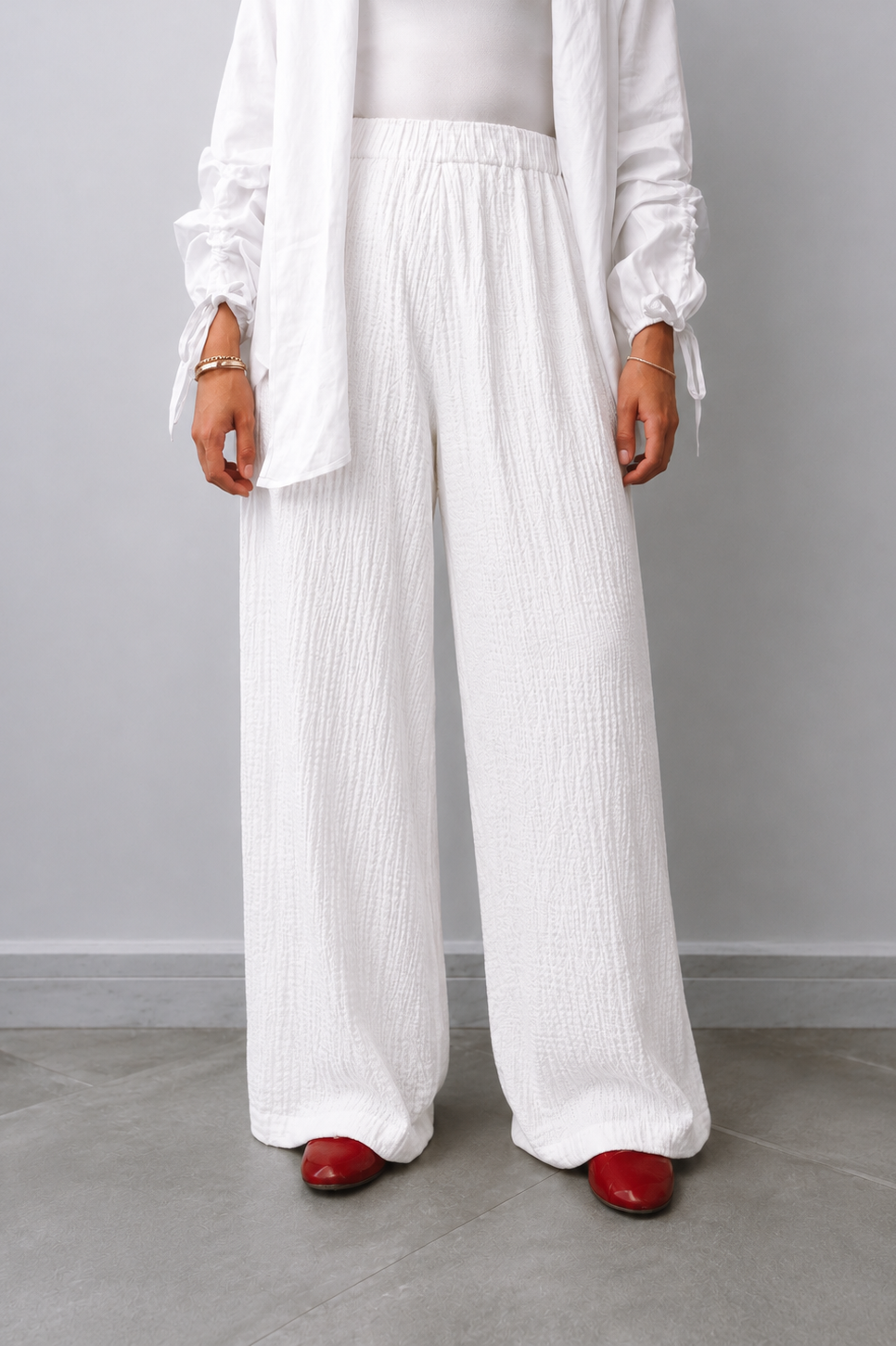 Crinkle pants-white