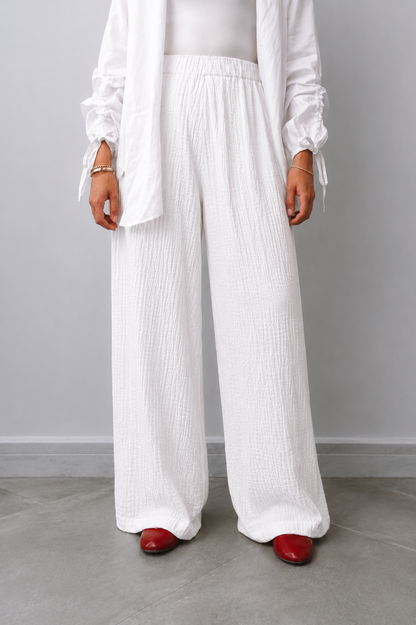 Crinkle pants-white