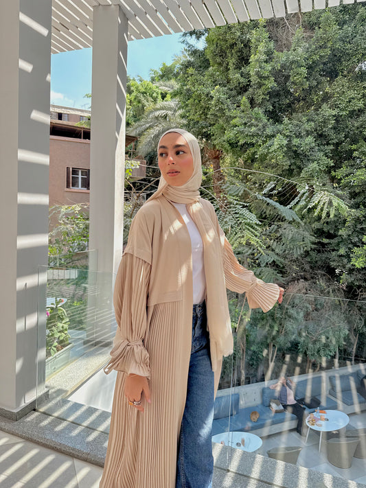 Soft pleated cardigan (beige)