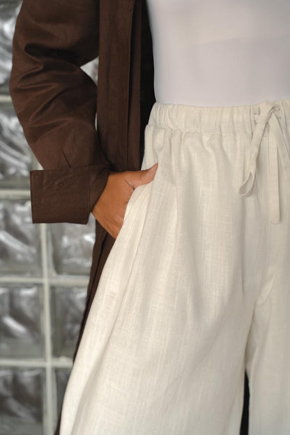 Linen balloon pants-white